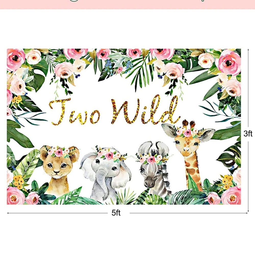 Two Wild Birthday Photo Backdrop